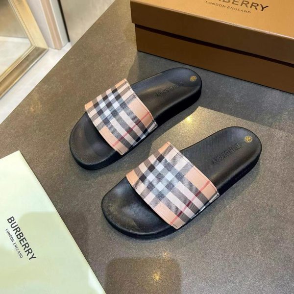 Slide Sandals Burberry Check Print Plaid BY008 - Image 4
