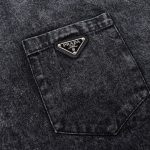 Shirt Prada Black Denim Button-Up Logo PD041 - Image 3