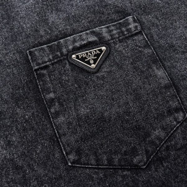 Shirt Prada Black Denim Button-Up Logo PD041 - Image 3