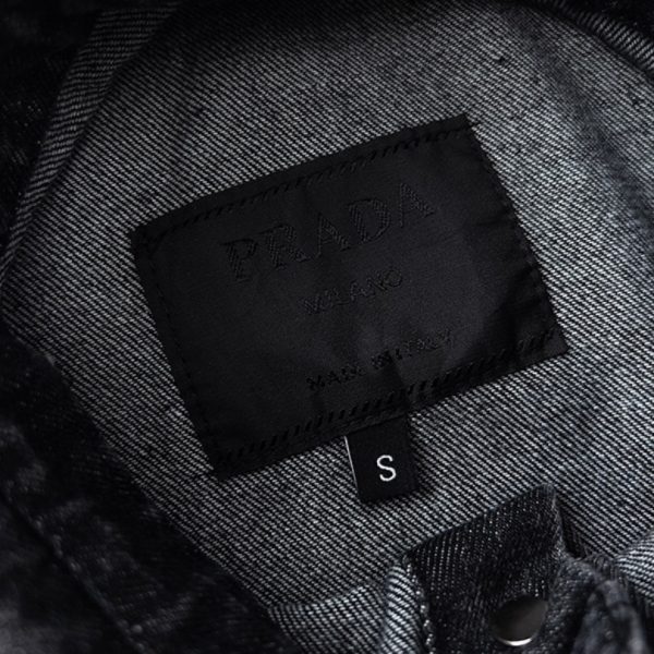 Shirt Prada Black Denim Button-Up Logo PD041 - Image 6
