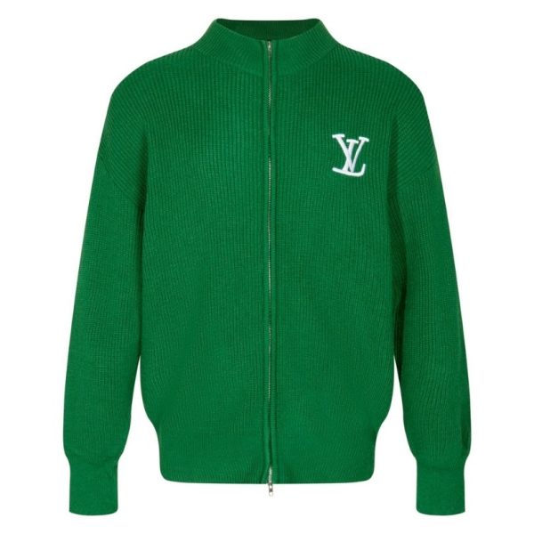 18477.jpg Sweater Louis Vuitton Green Knit Zip-Up LV001 - Image 1