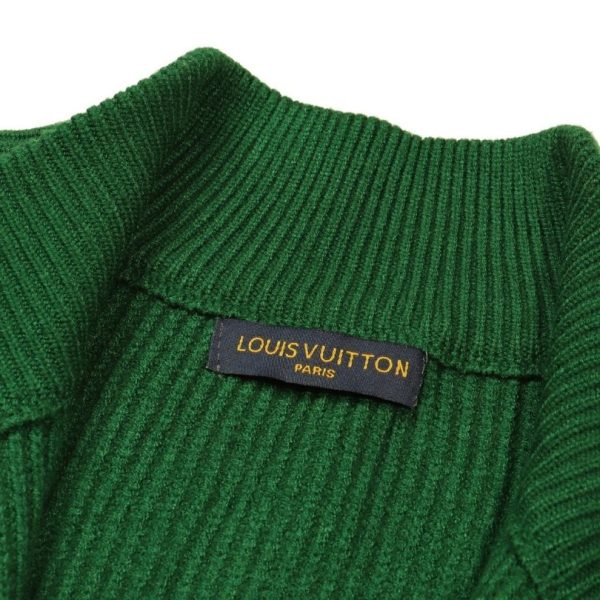 Sweater Louis Vuitton Green Knit Zip-Up LV001 - Image 5