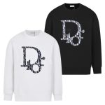 Sweatshirt Dior Black Oversized Logo Crewneck DO054 - Image 3