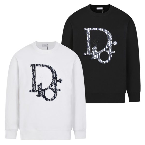 Sweatshirt Dior Black Oversized Logo Crewneck DO054 - Image 3