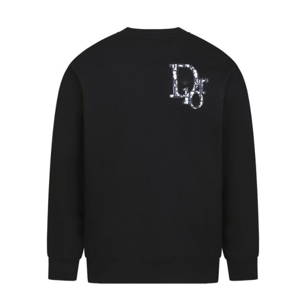 Sweatshirt Dior Black Oversized Logo Crewneck DO054 - Image 4