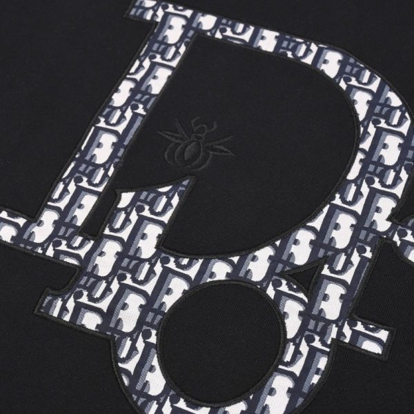 Sweatshirt Dior Black Oversized Logo Crewneck DO054 - Image 6