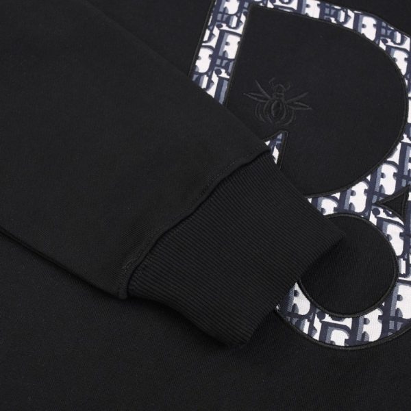 Sweatshirt Dior Black Oversized Logo Crewneck DO054 - Image 7