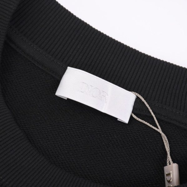 Sweatshirt Dior Black Oversized Logo Crewneck DO054 - Image 10