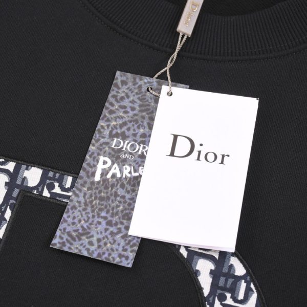 Sweatshirt Dior Black Oversized Logo Crewneck DO054 - Image 12