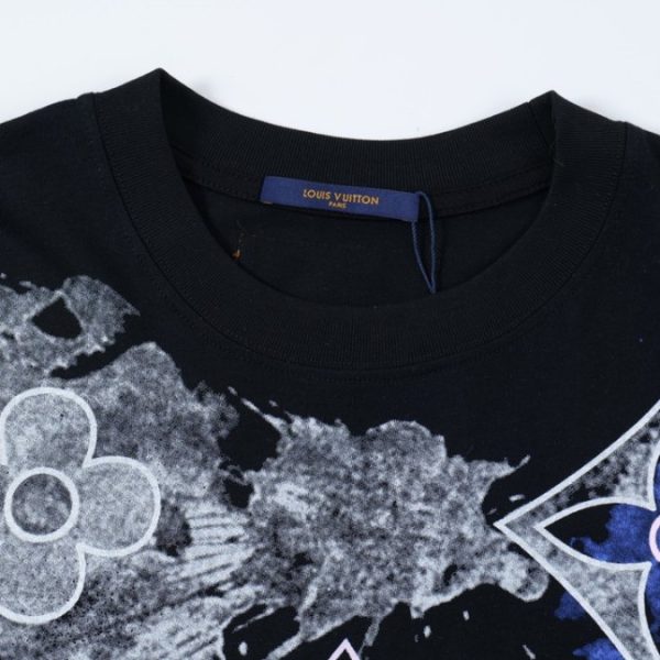 T-shirt Louis Vuitton Black Blue Print - Image 5