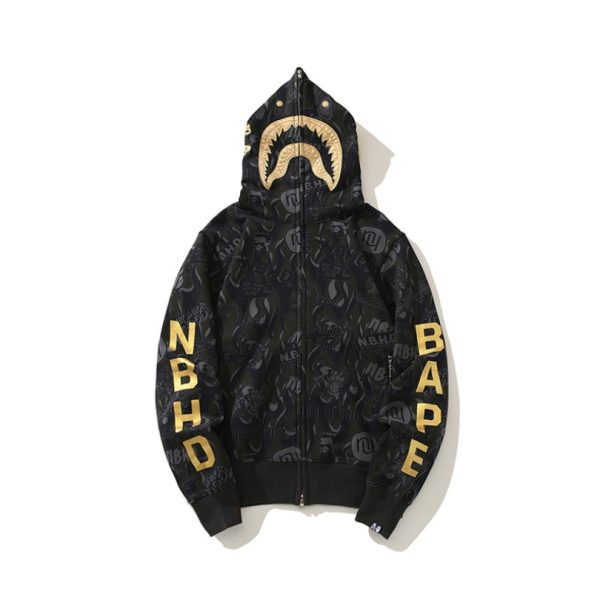 5711.jpg Hoodie BAPE NBHD Shark Full-Zip Black BP071 - Image 1