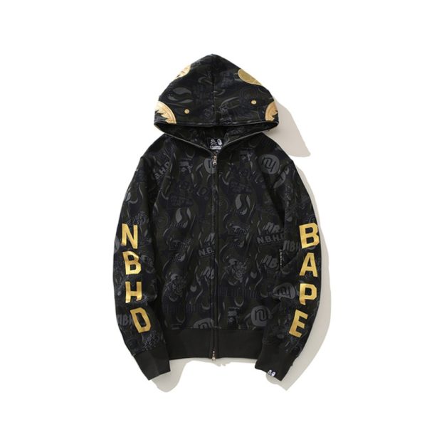 Hoodie BAPE NBHD Shark Full-Zip Black BP071 - Image 2