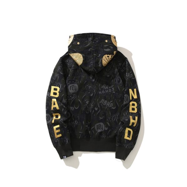 Hoodie BAPE NBHD Shark Full-Zip Black BP071 - Image 4