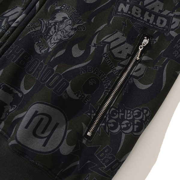 Hoodie BAPE NBHD Shark Full-Zip Black BP071 - Image 9