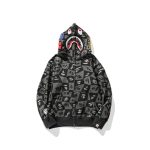 Hoodie BAPE Shark Logo Checkered Black BP046