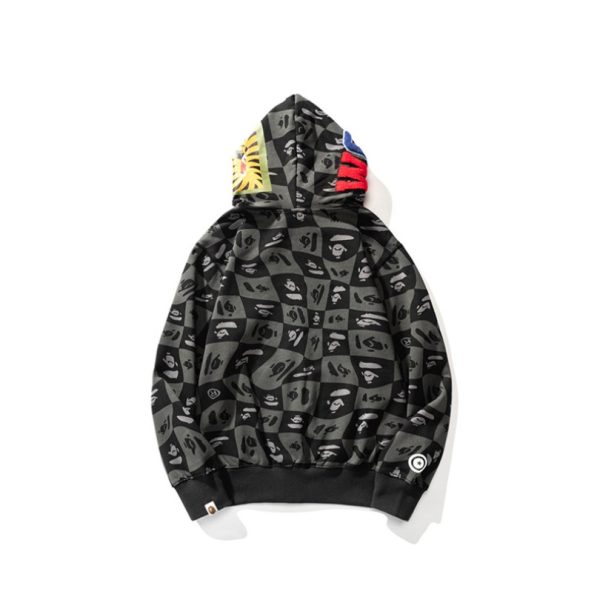 Hoodie BAPE Shark Logo Checkered Black BP046 - Image 2