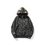 Hoodie BAPE Shark Logo Checkered Black BP046 - Image 4