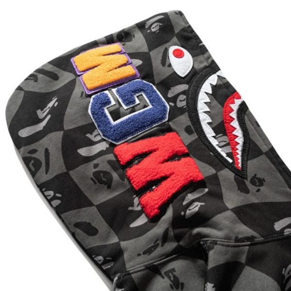 Hoodie BAPE Shark Logo Checkered Black BP046 - Image 6