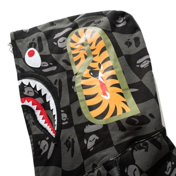 Hoodie BAPE Shark Logo Checkered Black BP046 - Image 7