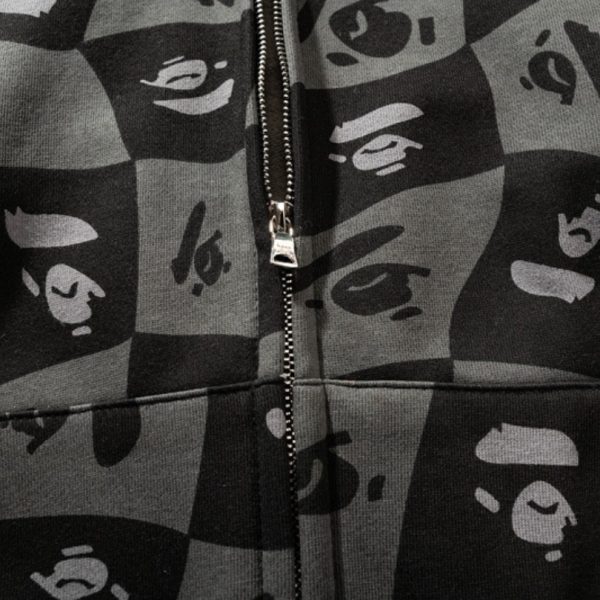 Hoodie BAPE Shark Logo Checkered Black BP046 - Image 8