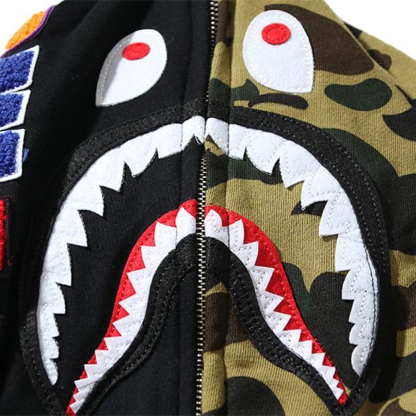 Hoodie BAPE Shark Skull Full-Zip Camo BP078 - Image 4