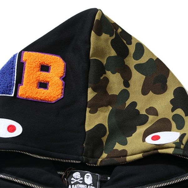 Hoodie BAPE Shark Skull Full-Zip Camo BP078 - Image 6