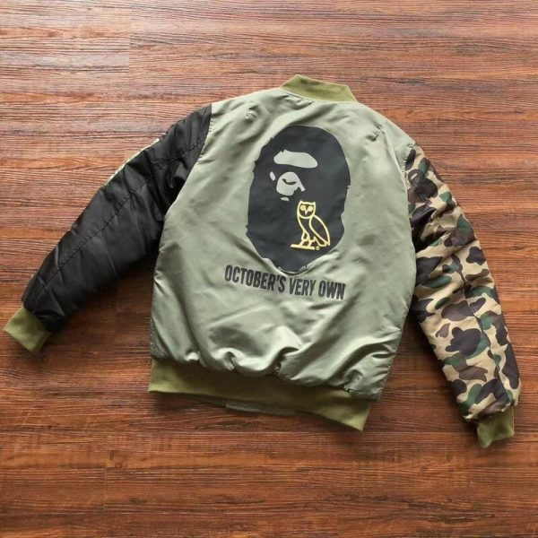 Jacket BAPE x OVO Loose Fit MA-1 Olive Drab - Image 4