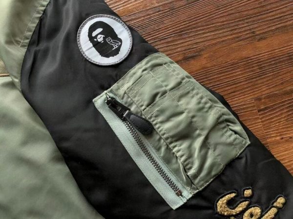 Jacket BAPE x OVO Loose Fit MA-1 Olive Drab - Image 10