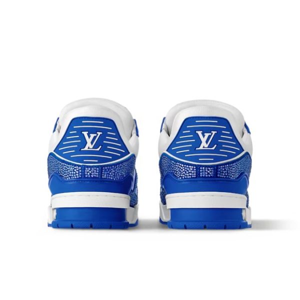 Louis Vuitton Trainer Blue Rhinestone Sneakers - Image 3
