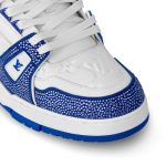 Louis Vuitton Trainer Blue Rhinestone Sneakers - Image 4