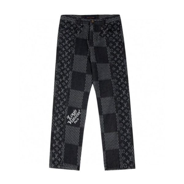 d100183_10443-1.jpg Louis Vuitton LV Patchwork Monogram Denim Pants - Image 1