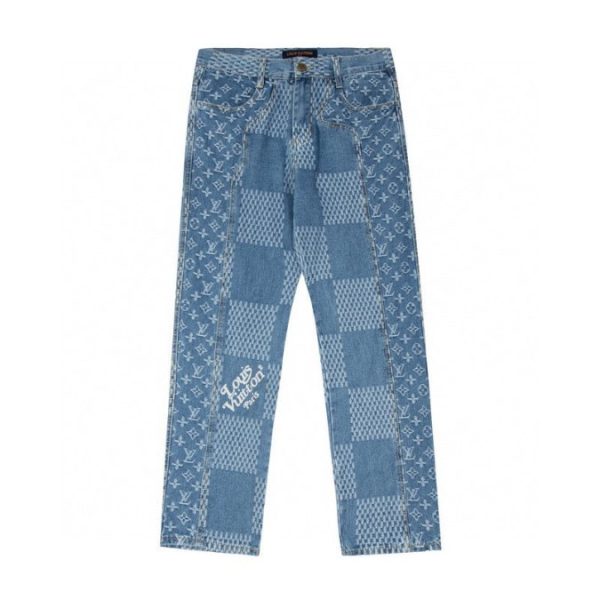 d100216_10390-1.jpg Louis Vuitton LV Blue Patchwork Denim Pants - Image 1