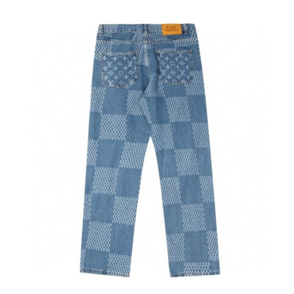 Louis Vuitton LV Blue Patchwork Denim Pants - Image 2