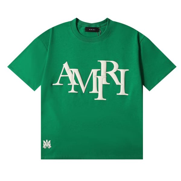 d100362_1773-1.jpg Amiri Staggered Logo Green T-Shirt - Image 1