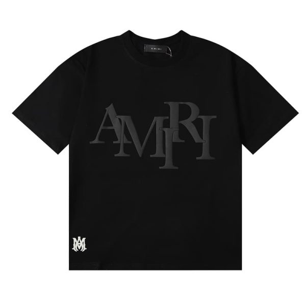 d100363_1758-1.jpg Amiri Staggered Logo Black T-Shirt - Image 1