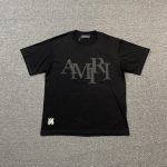 Amiri Staggered Logo Black T-Shirt - Image 2