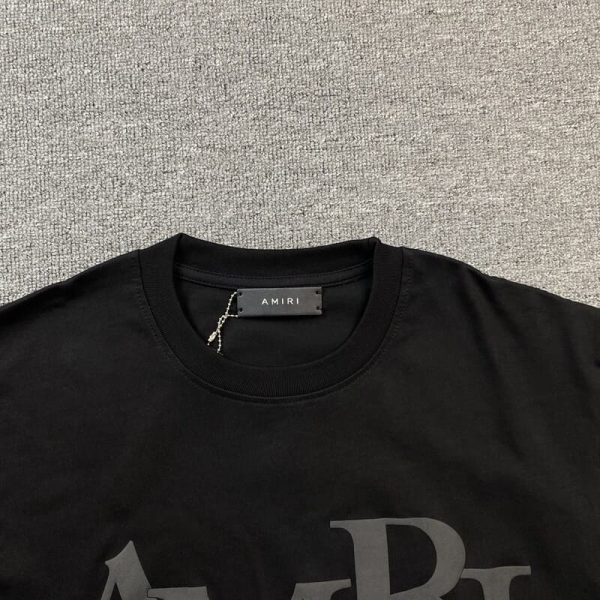 Amiri Staggered Logo Black T-Shirt - Image 5