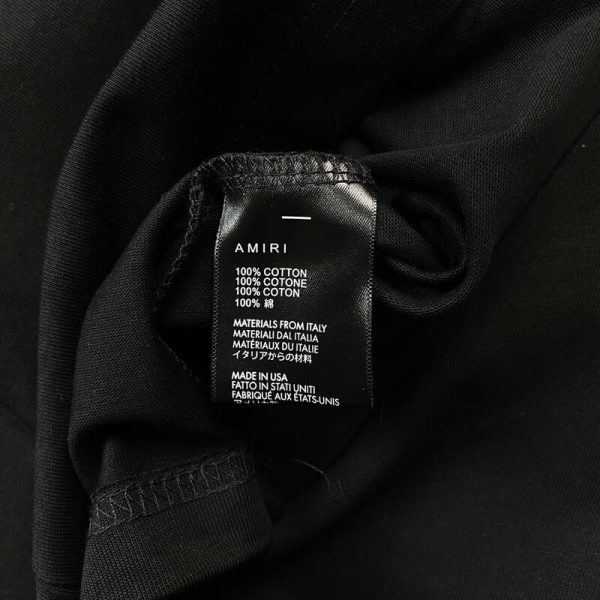 Amiri Staggered Logo Black T-Shirt - Image 6