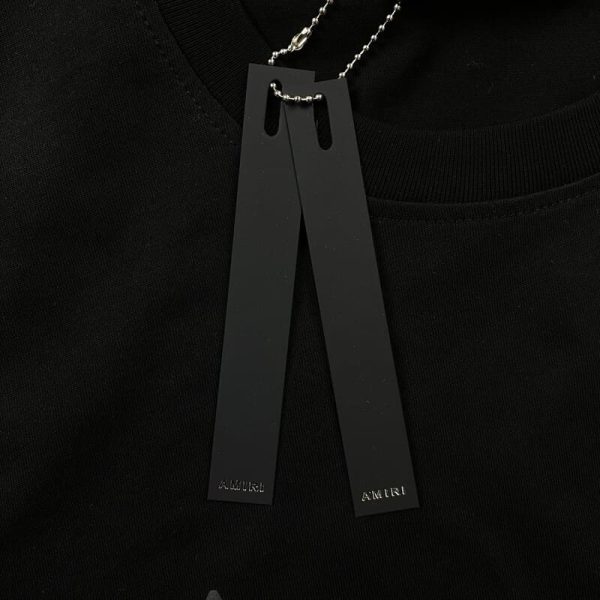Amiri Staggered Logo Black T-Shirt - Image 7