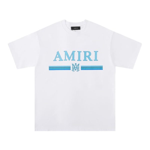 d100364_1566-1.jpg Amiri Bar Logo White/Blue T-Shirt - Image 1