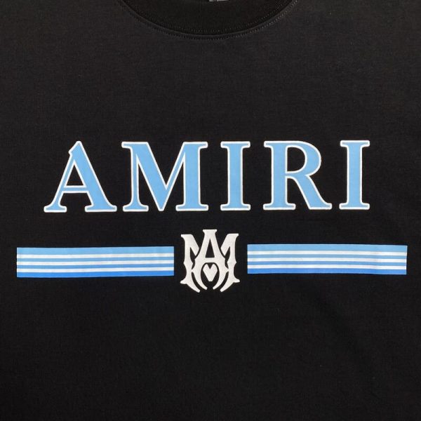 Amiri Bar Logo Black/Blue T-Shirt - Image 3