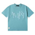 Amiri Staggered Logo Blue T-Shirt