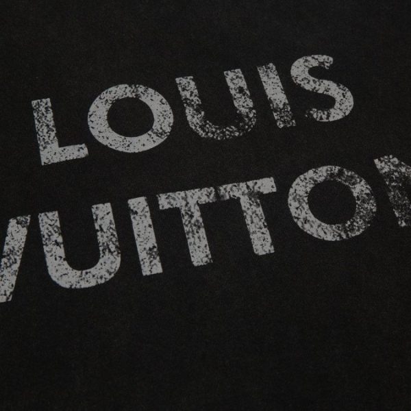 T-shirt Louis Vuitton LV Black Distressed Logo - Image 3