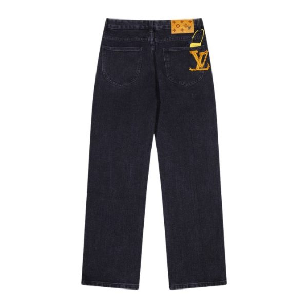 Jeans Louis Vuitton LV Dark Wash Embroidered - Image 4