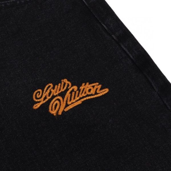 Jeans Louis Vuitton LV Dark Wash Embroidered - Image 5