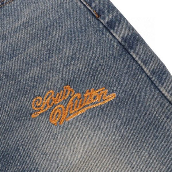 Jeans Louis Vuitton LV Light Wash Embroidered - Image 3