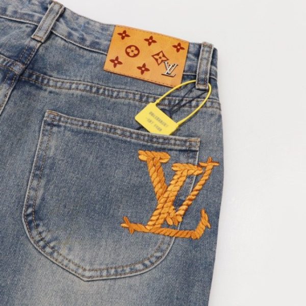 Jeans Louis Vuitton LV Light Wash Embroidered - Image 4