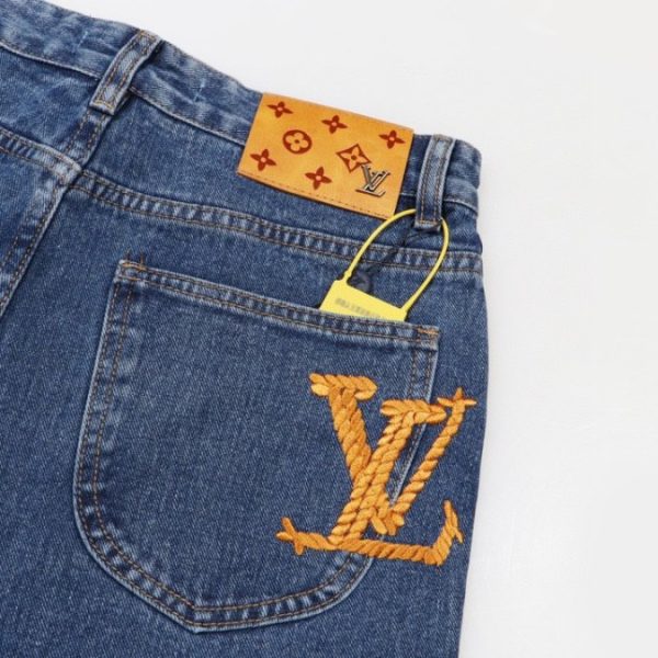 Jeans Louis Vuitton LV Blue Embroidered Logo - Image 5