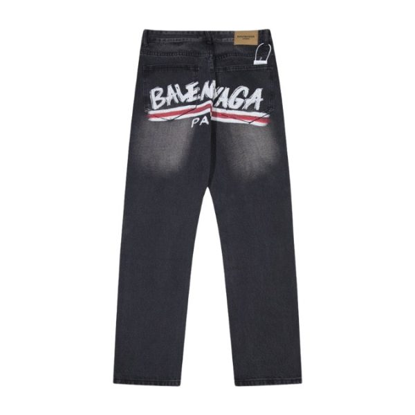 Jeans Balenciaga Paris Black Graphic Logo - Image 2