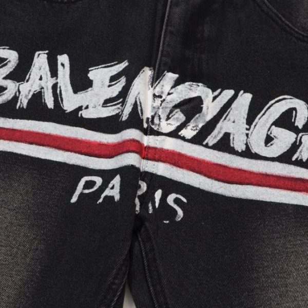 Jeans Balenciaga Paris Black Graphic Logo - Image 3